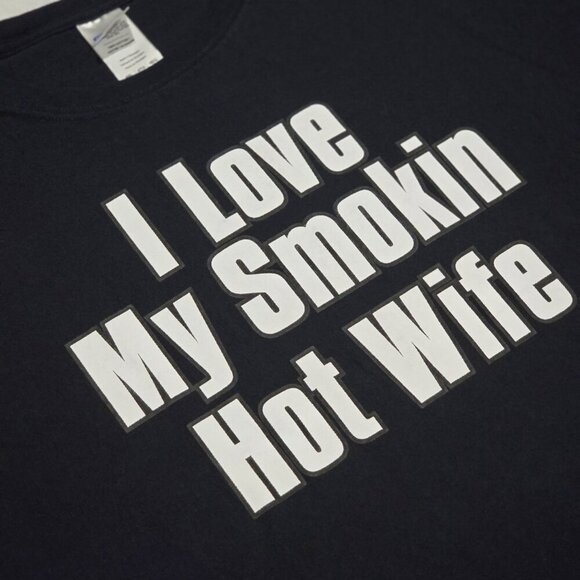 Canvas Funny Husband Tee ✦ Black 4XL Cotton Shirt ✦ I Love My Smokin’ Hot Wife - Picture 2 of 5